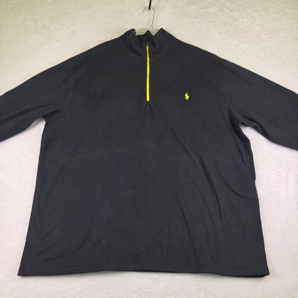 Polo Ralph Lauren Performance Mens 2XB Black Quarter Zip Fleece Pullover Yellow